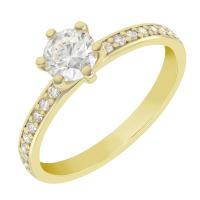 Zlatý zásnubní prsten s moissanitem a lab-grown diamanty Vanan