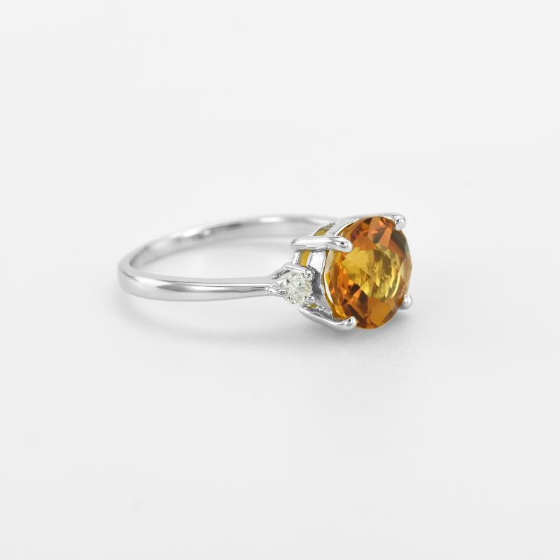Zlatý citrínový prsten s diamanty 46894