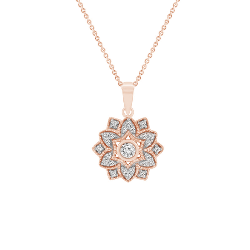 Zlatý diamantový náhrdelník ve tvaru květiny 48404