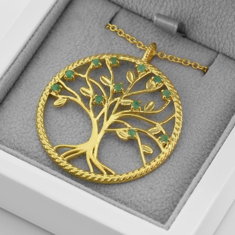 Smaragdový náhrdelník ve tvaru stromu života 49434