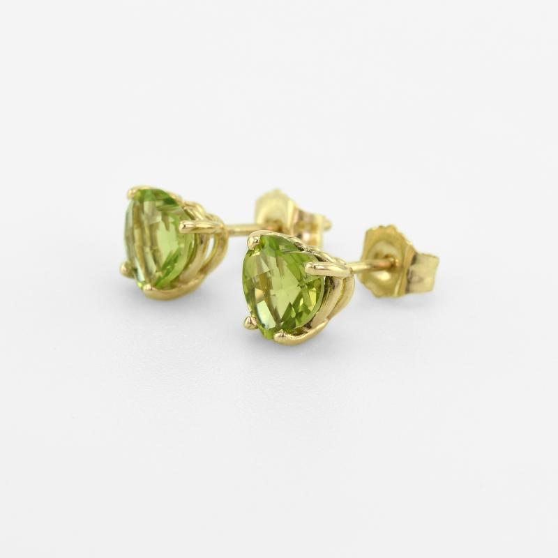 Zlaté náušnice s olivíny ve tvaru srdíčka 49804