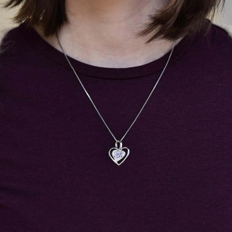 Srdcový náhrdelník s ametysty 5334