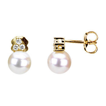 Zlaté perlové náušnice s diamanty