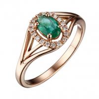 Zlatý prsten se smaragdem a diamanty Natalia