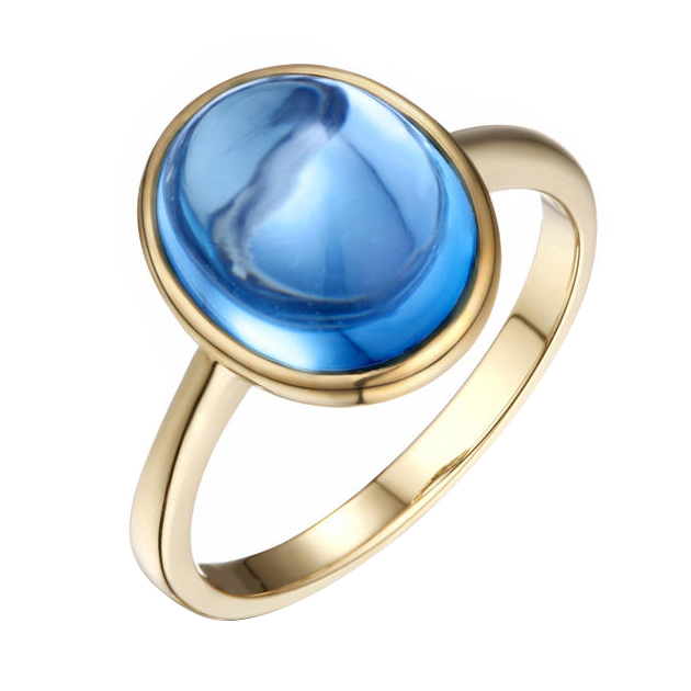Modrý topaz ve zlatém prstenu Jariet