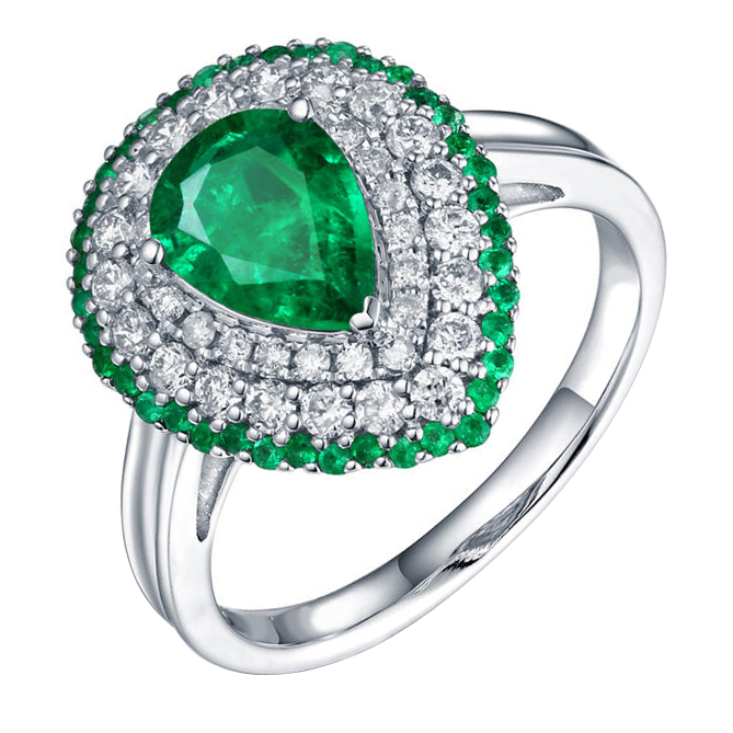 Zlatý prsten plný smaragdů a diamantů Sazes