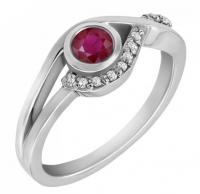 Elegantní zásnubní prsten s rubínem a diamanty Milia