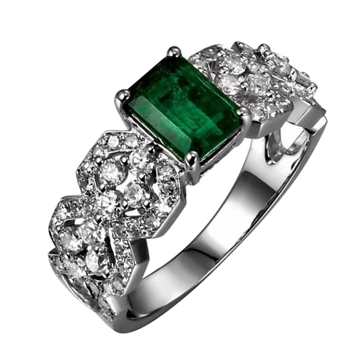Luxusní zlatý prsten se smaragdem a diamanty Imani