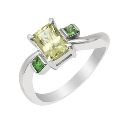 Zelená elegance v platinovém prstenu Kaia