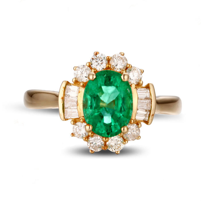 Zlatý zásnubní prsten se smaragdem 6134
