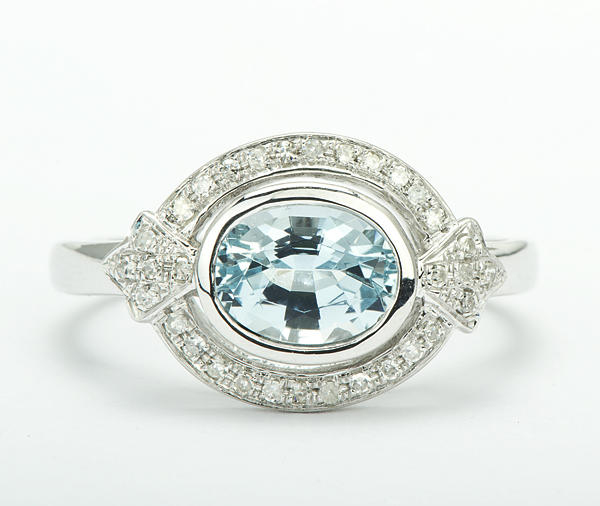 Prsten s akvamarínem a diamanty 6174