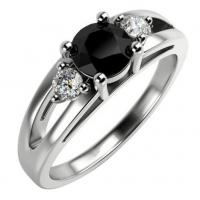 Platinový zásnubní prsten s černým a bílými diamanty Noela