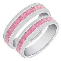 Zlaté snubní prsteny s růžovou opálovou výplní Paole