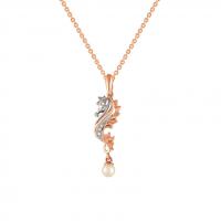 Zlatý mořský koník v náhrdelníku s perlou a diamanty Dellen