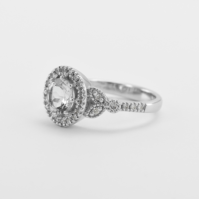 Halo prsten s moissanitem a diamanty 63534