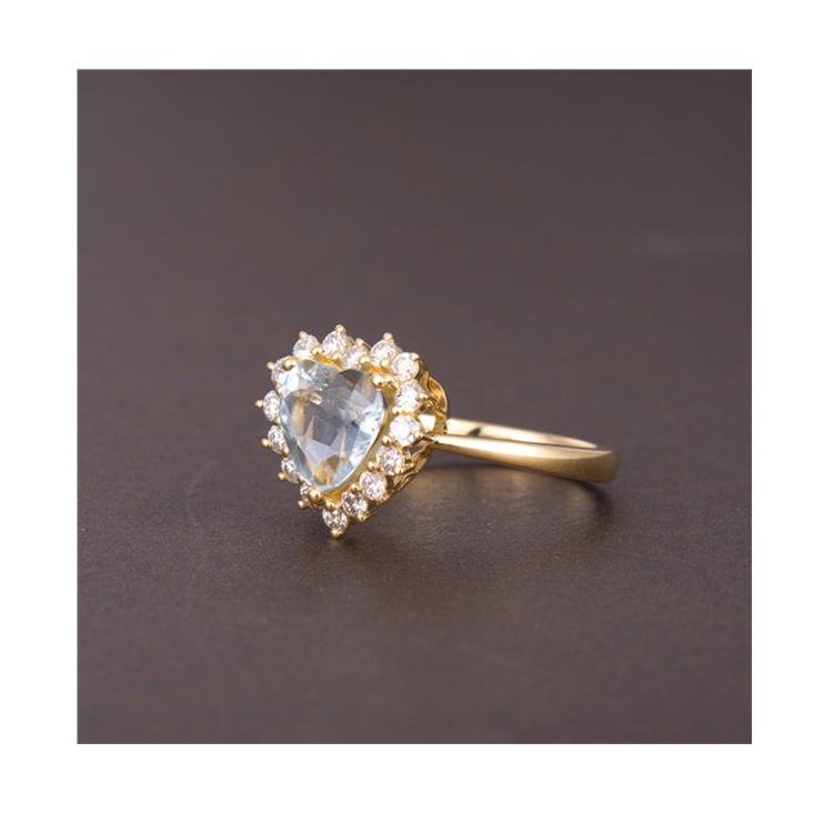 Zlatý prsten s akvamarínem a diamanty 6524