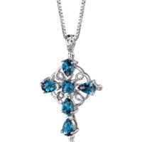 Stříbrný náhrdelník ve tvaru kříže s topazy Basime