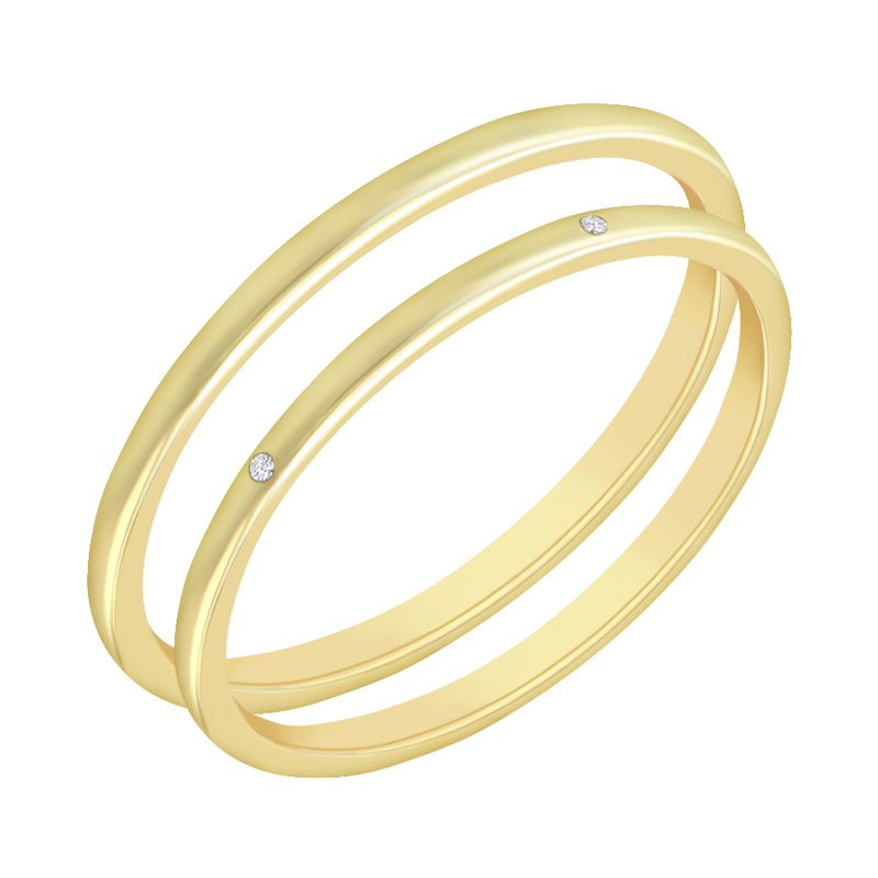 Minimalistické snubní prsteny ze zlata s diamanty 70724