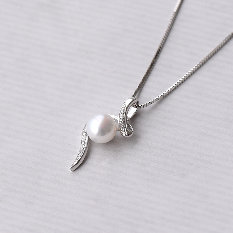 Perlový náhrdelník se zirkony ze stříbra 73194