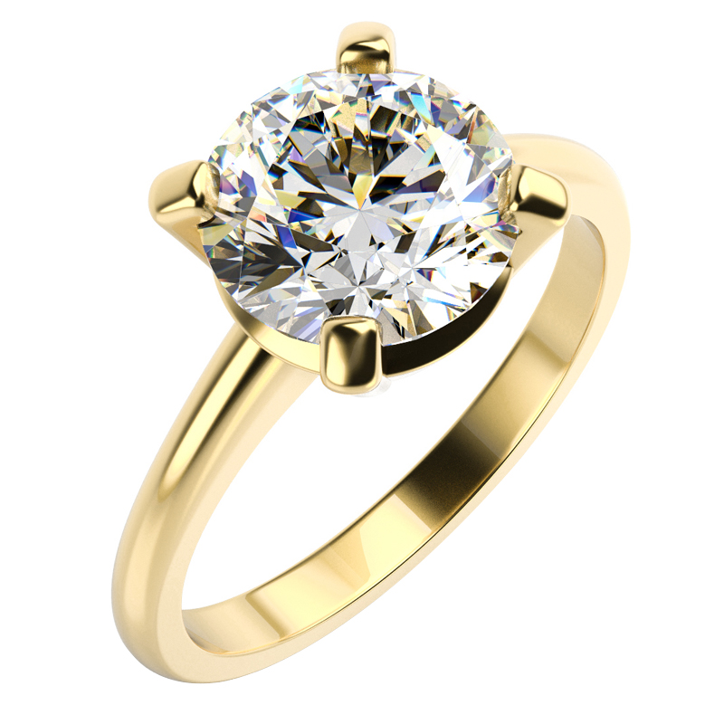 Zlatý prsten s round diamnatem 74034