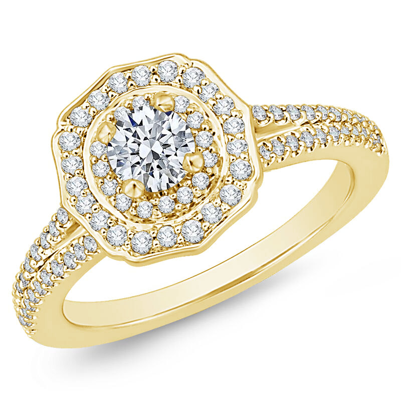 Zlatý diamantový prsten pro zásnuby 74984