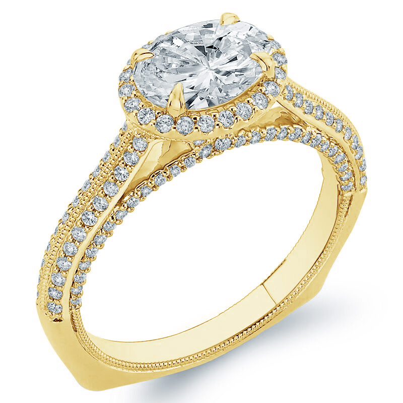 Zlatý zásnubní prsten s diamanty 75034