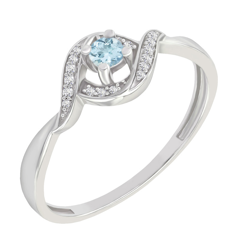 Zásnubní prsten s akvamarínem a diamanty