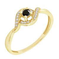 Prsten s černým diamantem a postranními diamanty Nurisa
