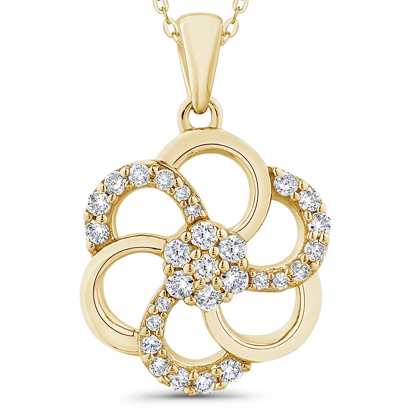 Zlatý květinový náhrdelník s diamanty Lottie 76234