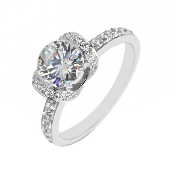 Platinový zásnubní prsten s diamanty Radel 