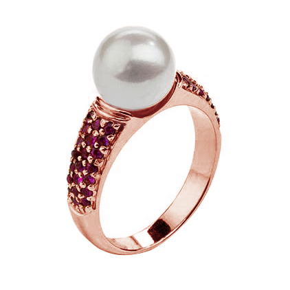 Perlový prsten z růžového zlata