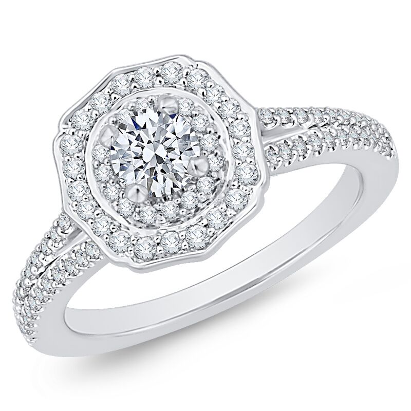 Halo diamantový zásnubní prsten ze zlata