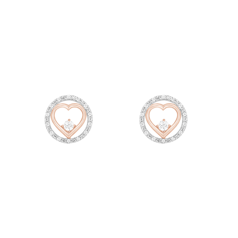 Romantické náušnice s diamanty z bílého a růžového zlata 80614