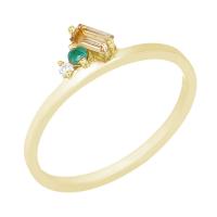 Cluster prsten ze zlata s citrínem, smaragdem a diamantem Dalit