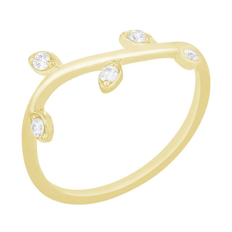Diamantový prsten ve tvaru větvičky ze žlutého zlata 83114