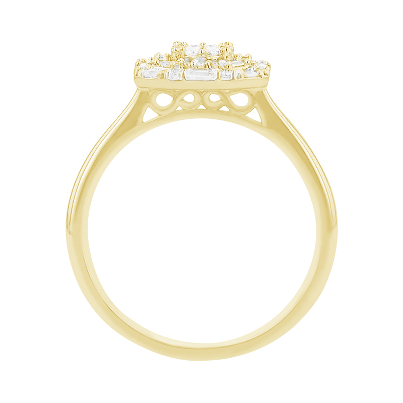 Luxusní halo prsten plný diamantů ze zlata 84274