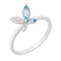 Prsten s motýlkem z diamantů a topazů Elisabet