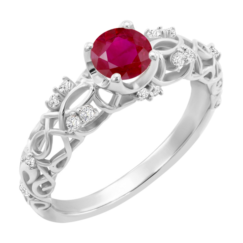 Vintage zásnubní prsten s rubínem a diamanty Chantal 87694