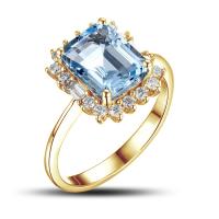 Nebeský zásnubní prsten s akvamarínem a diamanty Eldora