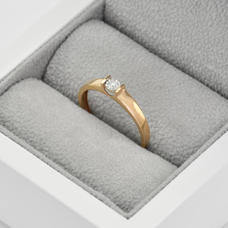 Prsten s diamantem z růžového zlata 91514