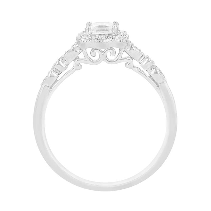 prsten s třpytivými diamanty ze bílého zlata 91544