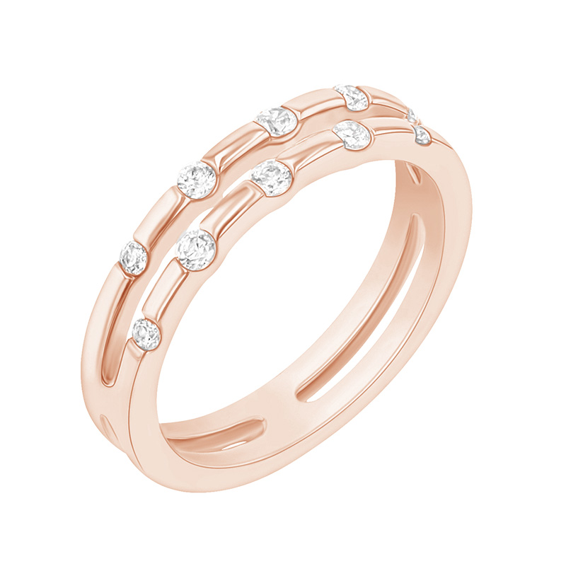 Dvojitý prsten se syntetickými diamanty ze zlata 91984