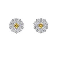Náušnice ve tvaru květiny s diamanty a žlutým safírem Olga