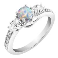 Stříbrný prsten s opálem a zirkony Tereza