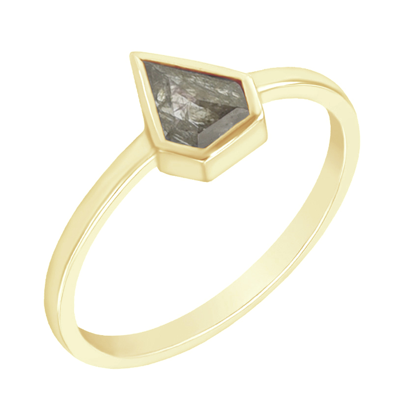 Zlatý prsten s šedým salt'n'pepper diamantem Caritta 97484