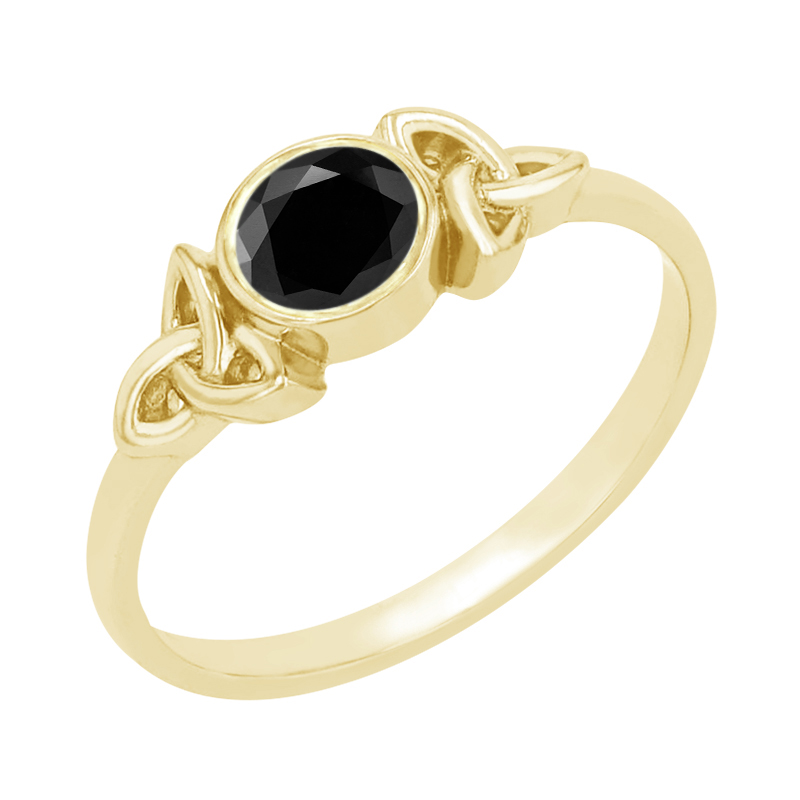 Propletený zlatý prsten s černým diamantem Knight