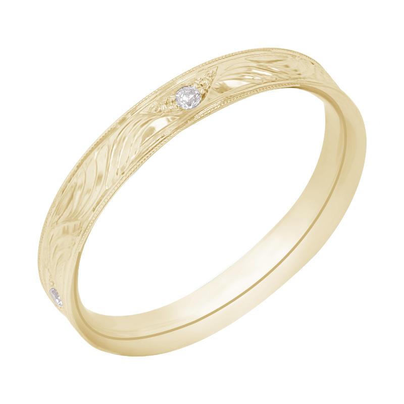 Zlaté snubní prsteny s gravírem a diamanty Davis 98304