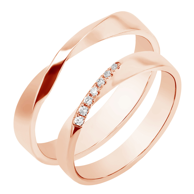 Zlaté propletené snubní prsteny s diamanty Lasha 98814
