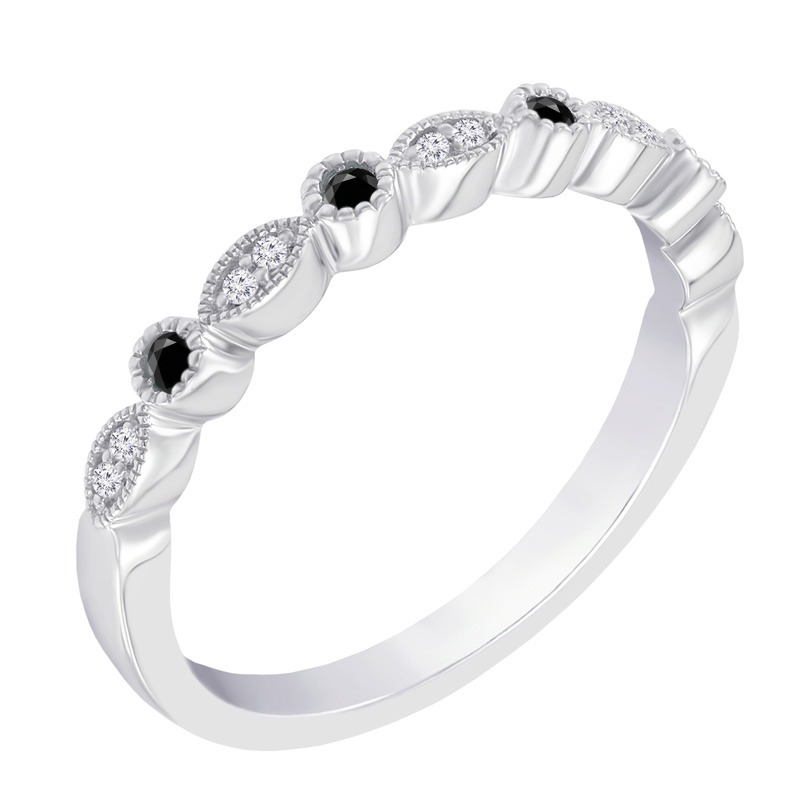 Eternity prsten s černými a bílými diamanty Alanis 99304