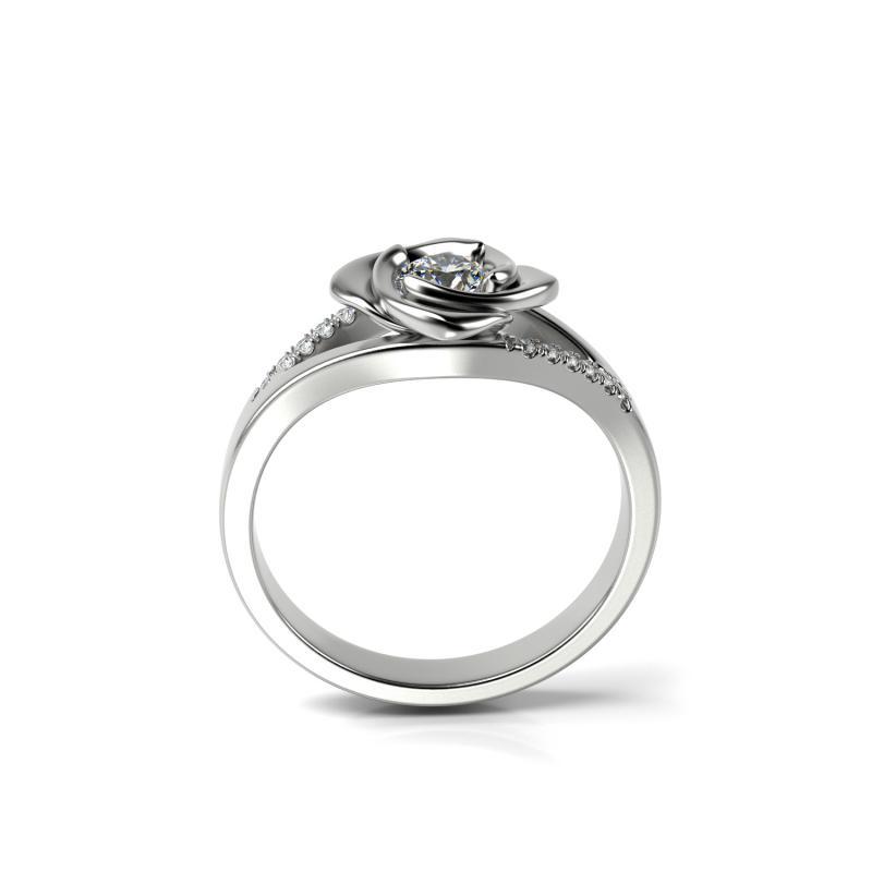Zásnubní prsten ve tvaru růže s moissanitem a diamanty Xalor 100425